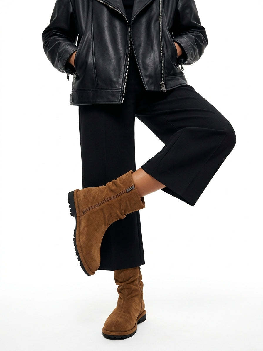 Suede combat boots