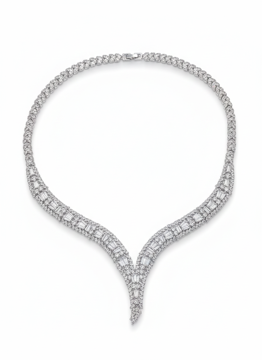 Set with silver zircon stones