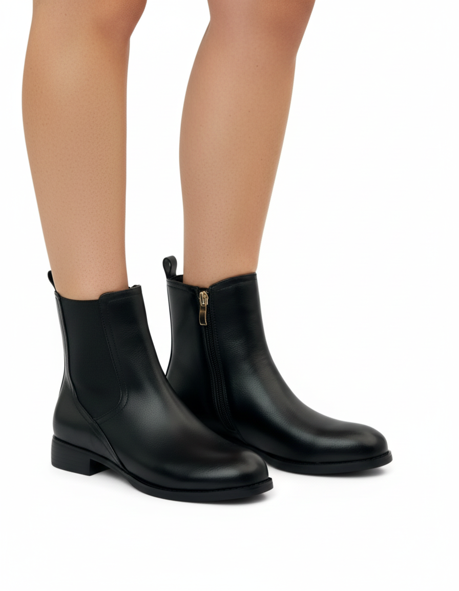 حذاء جلدي مزود بنسيج جانبي مطاطي