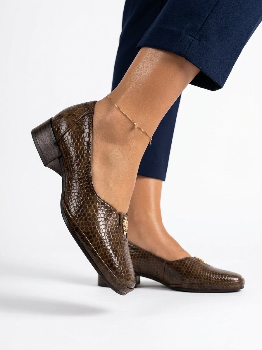 Crocodile-skin boat shoes