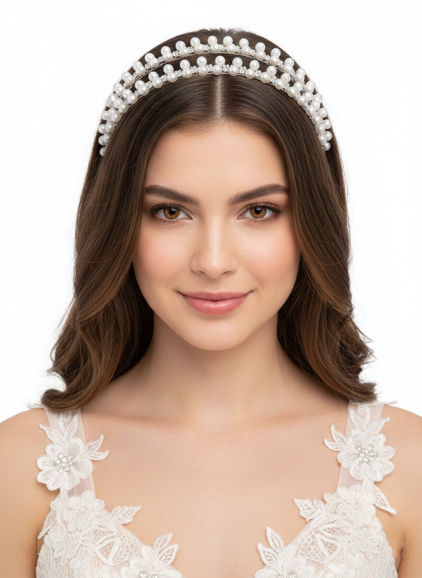 Headpiece with pearl stones