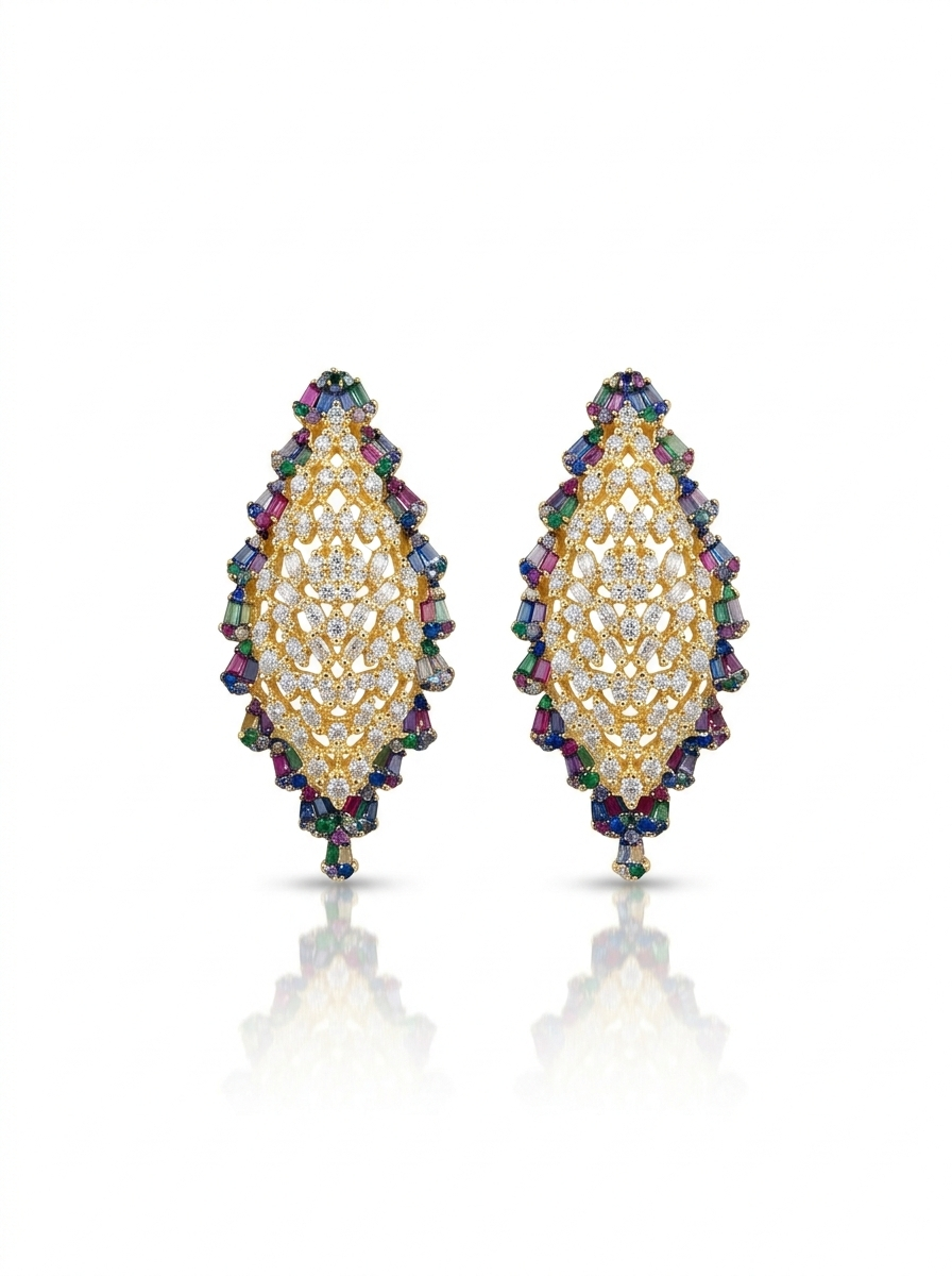 Set studded with colored zircon stones