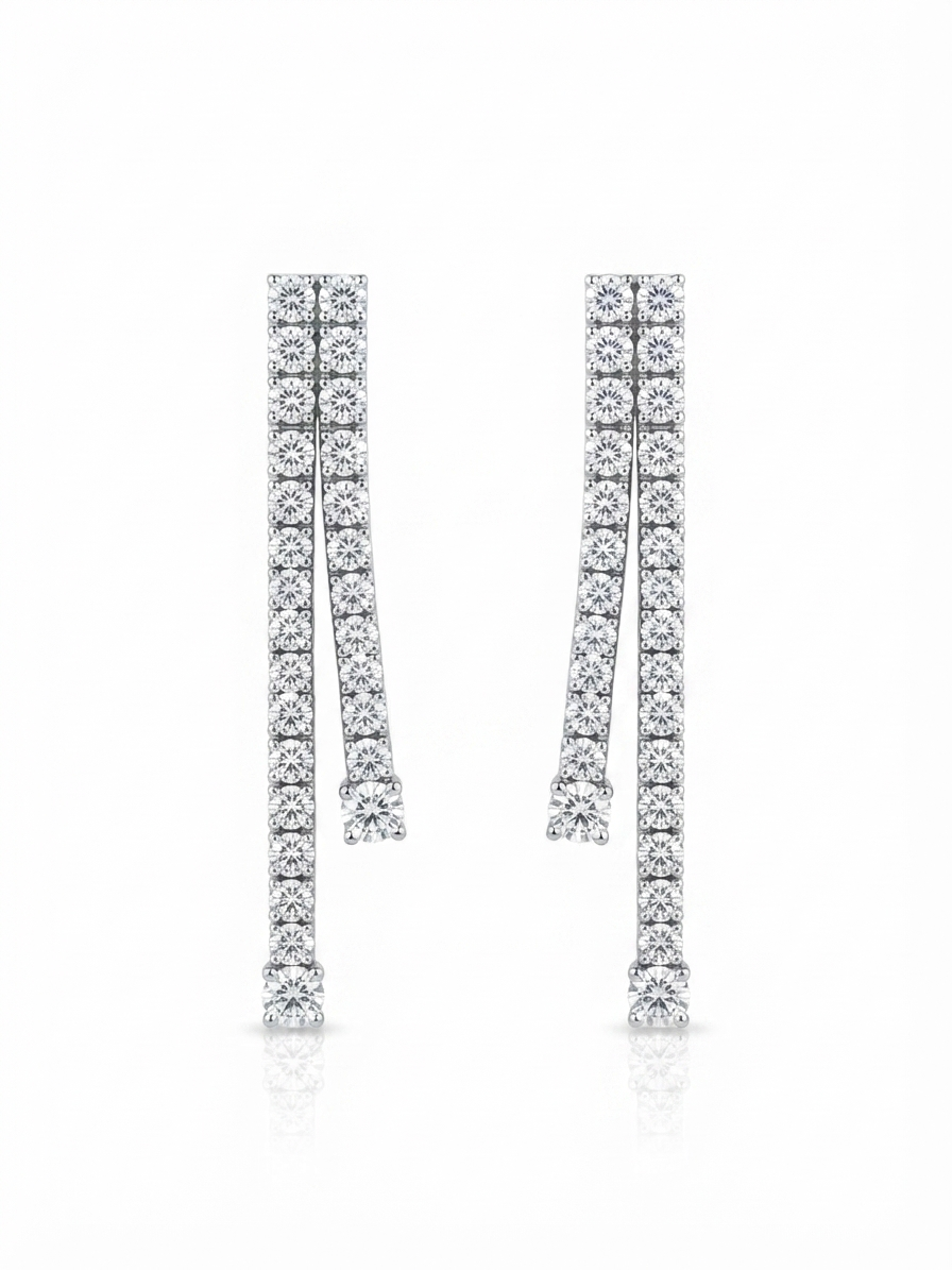 Earrings set with zircon stones
