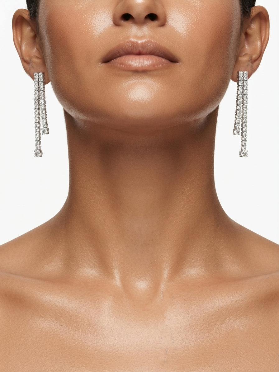 Earrings set with zircon stones