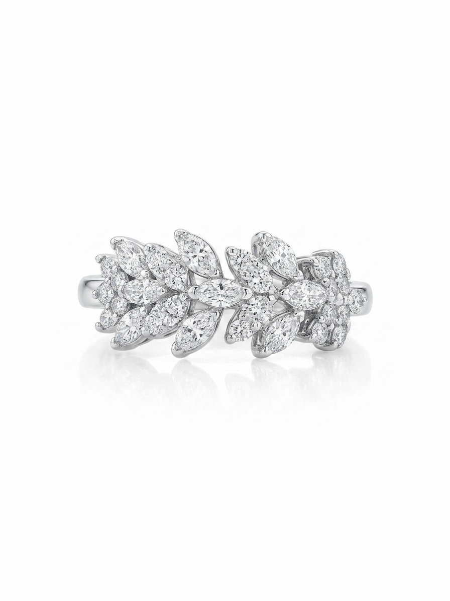 The wheat stalk set is studded with silver zircon stones