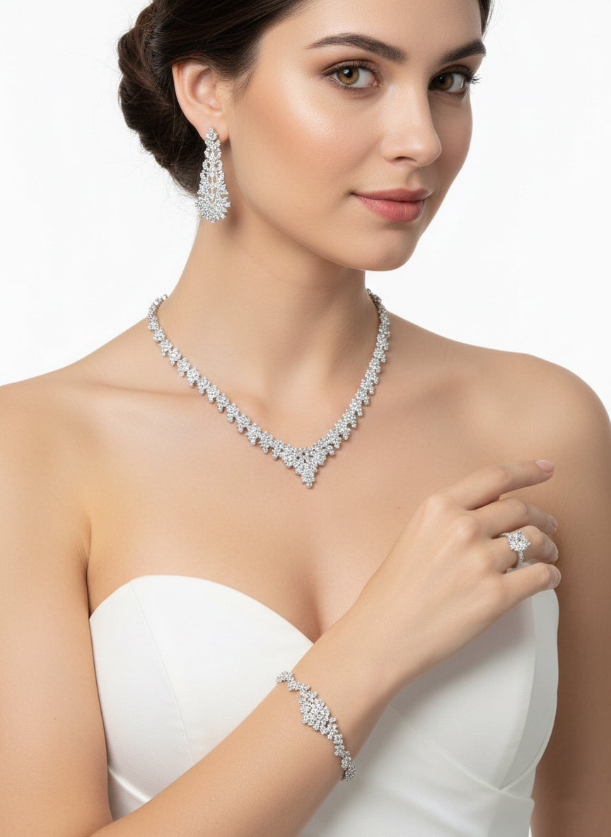 Set with silver zircon stones