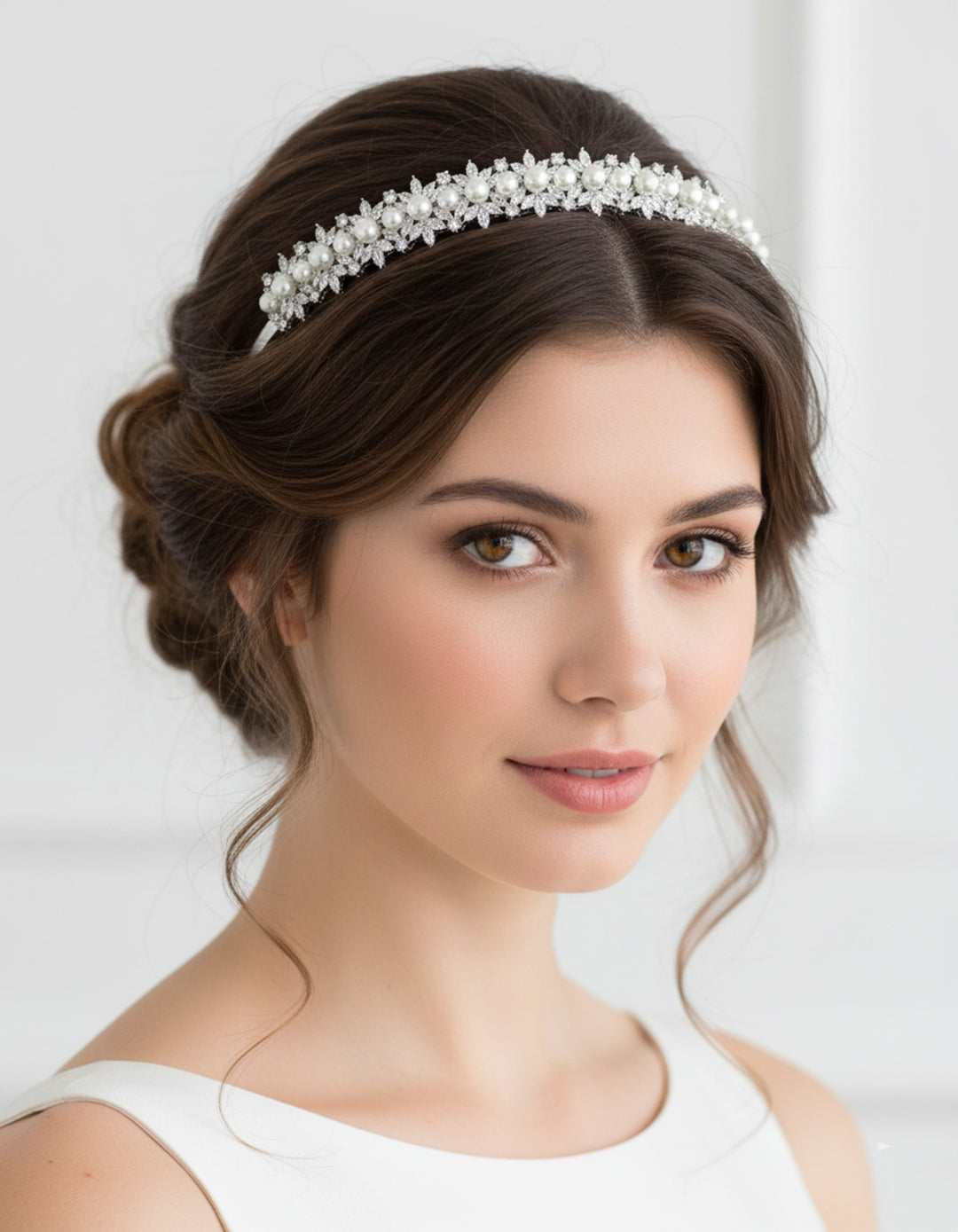 غطاء رأس مرصع بأحجار الزركون واللؤلؤ