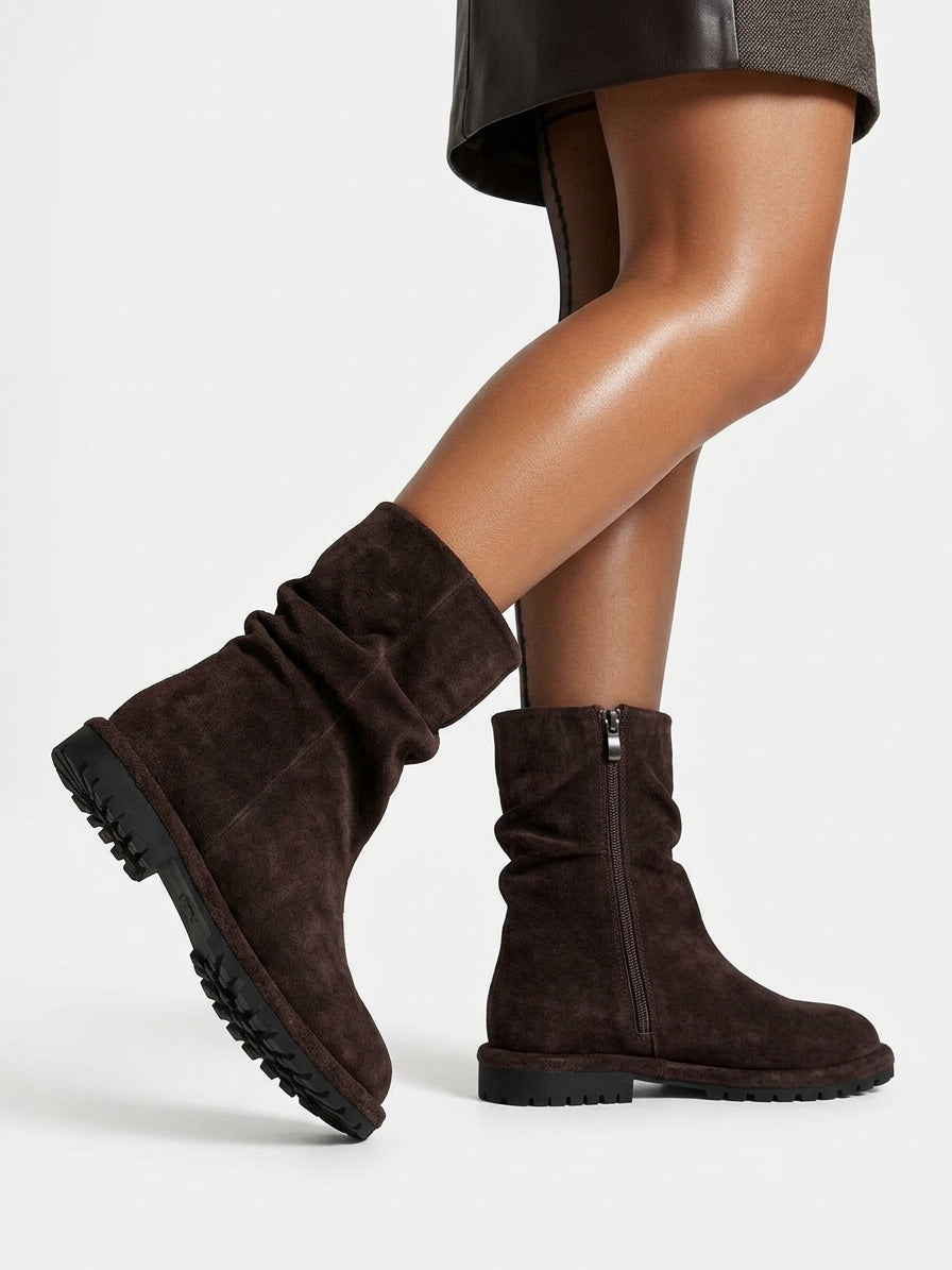 Suede combat boots