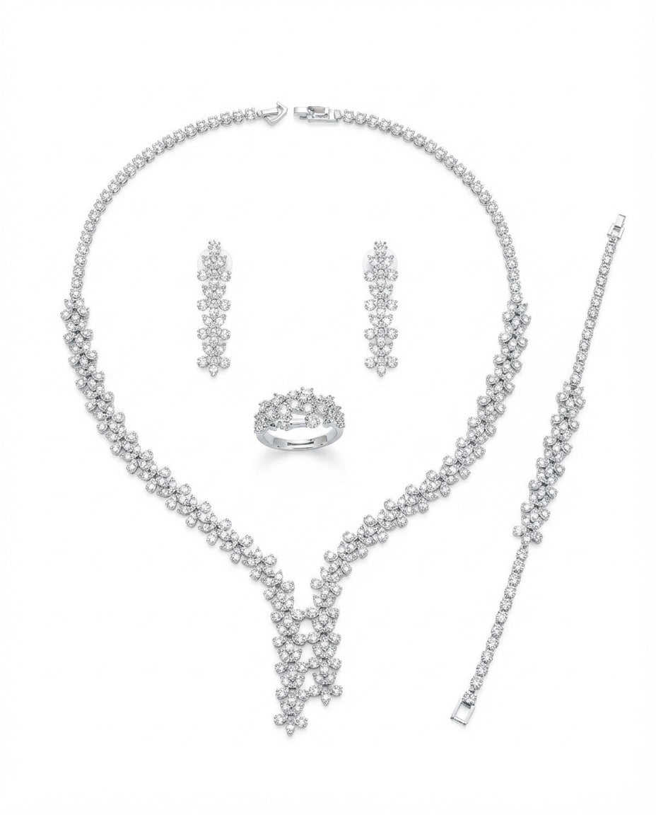 Silver-tone set embellished with zircon stones