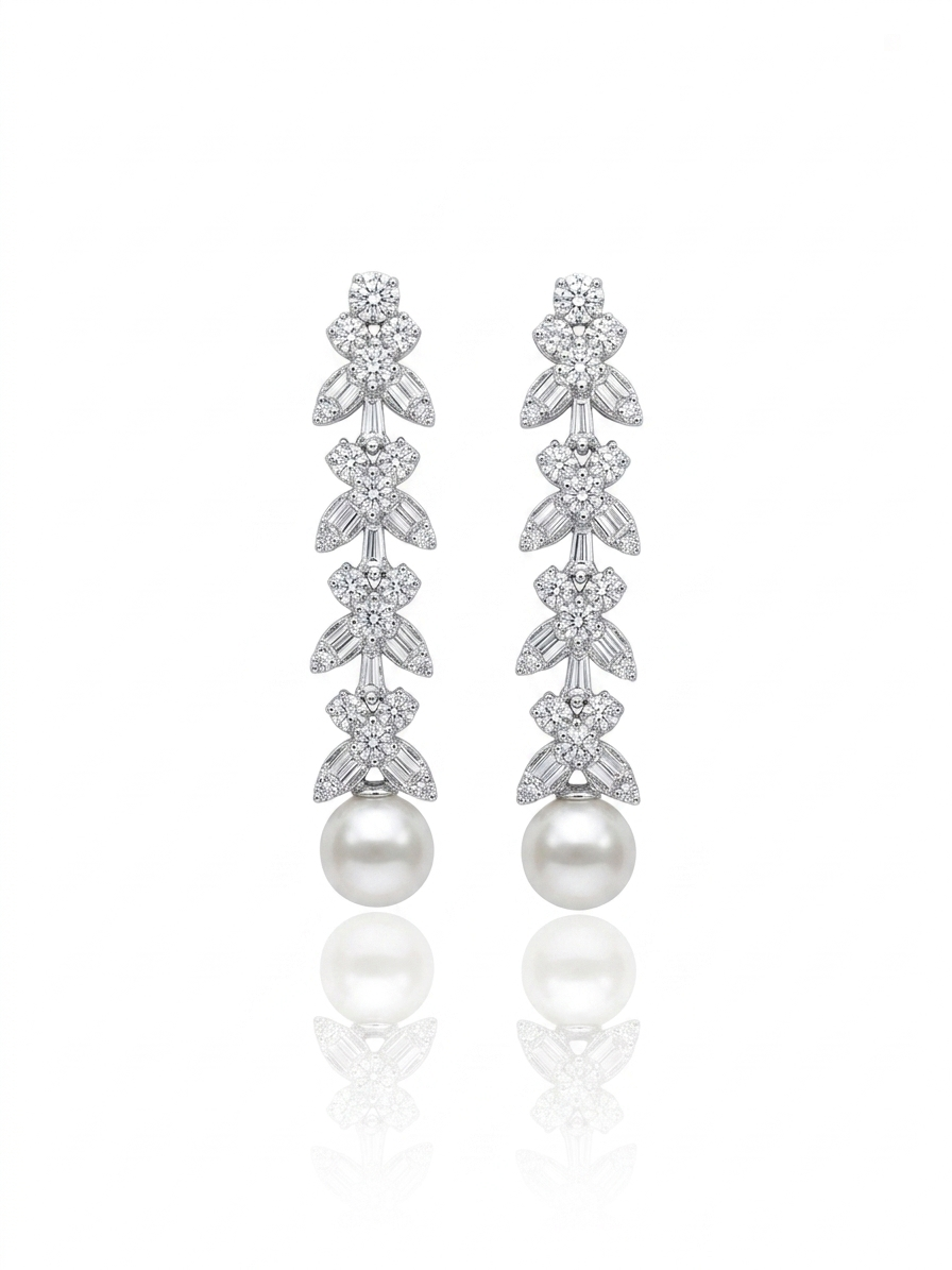 A set studded with pearls and silver zircon stones