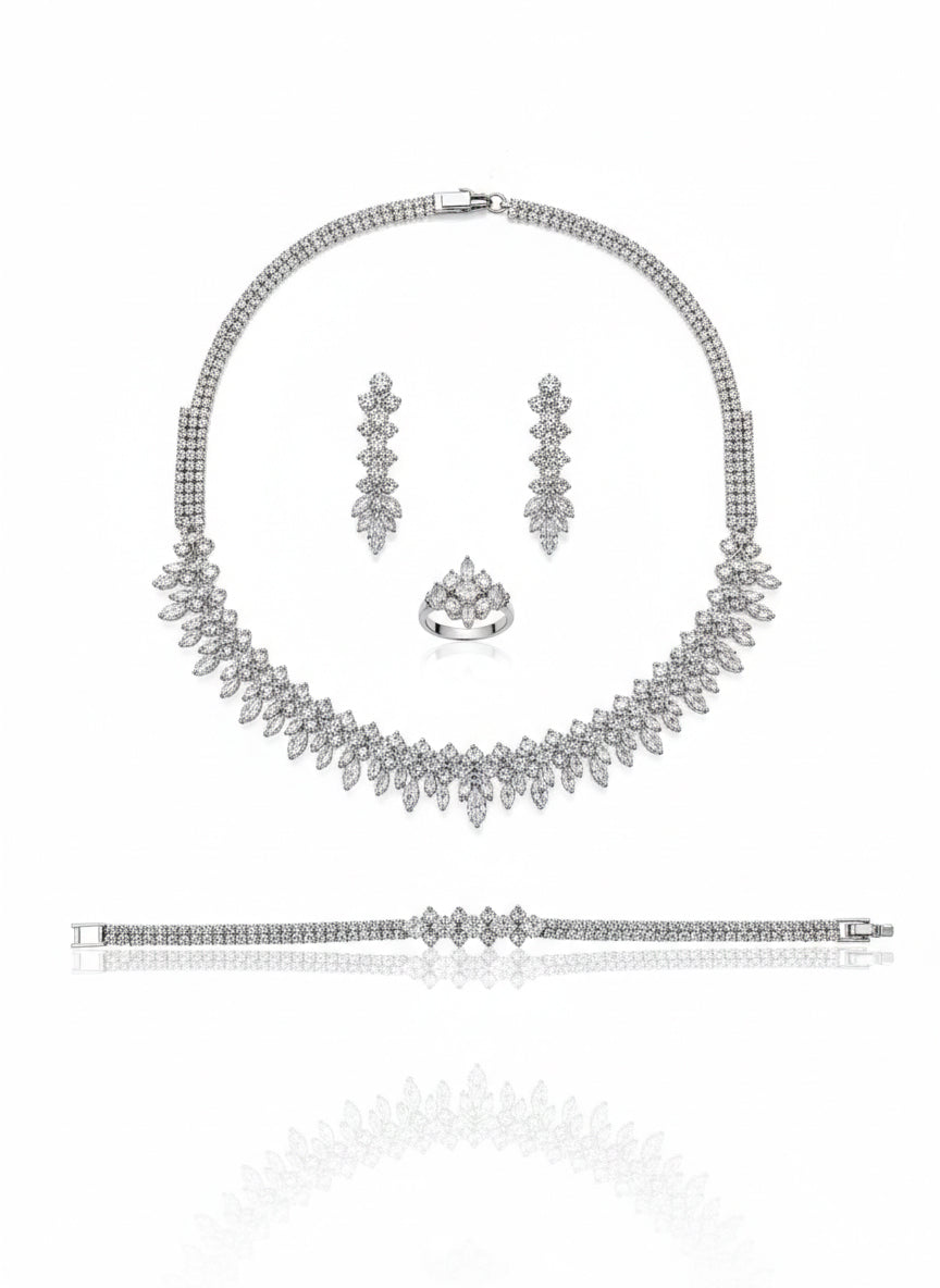 Set with silver zircon stones