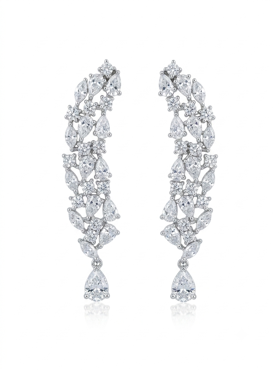 A set studded with zircon stones in silver