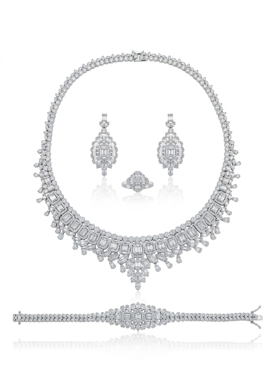 Set with silver zircon stones