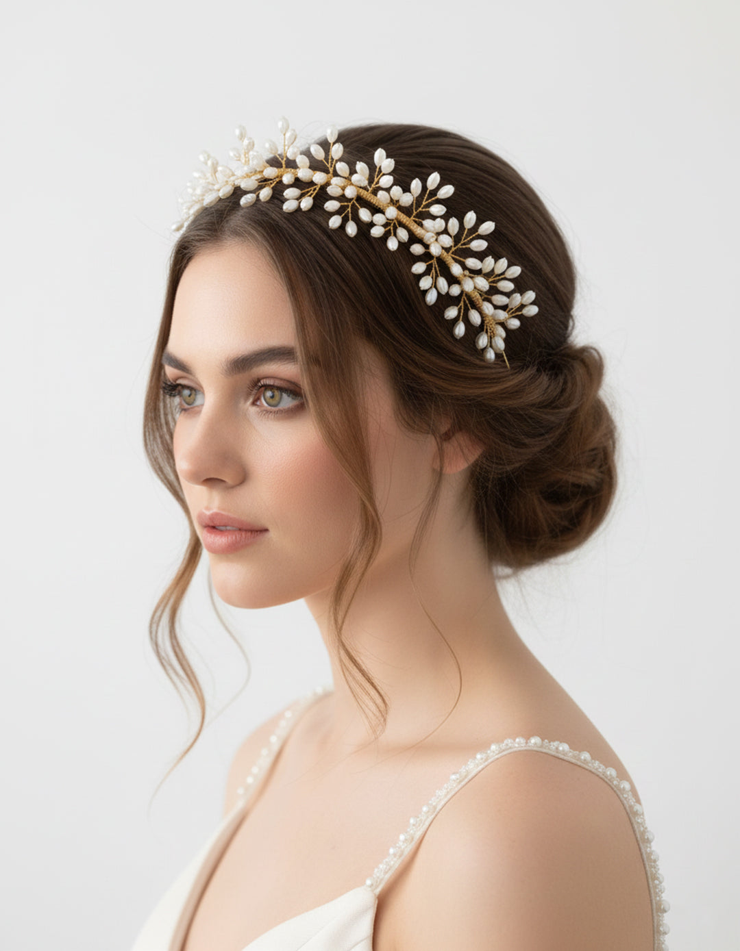 غطاء رأس مزين باللؤلؤ