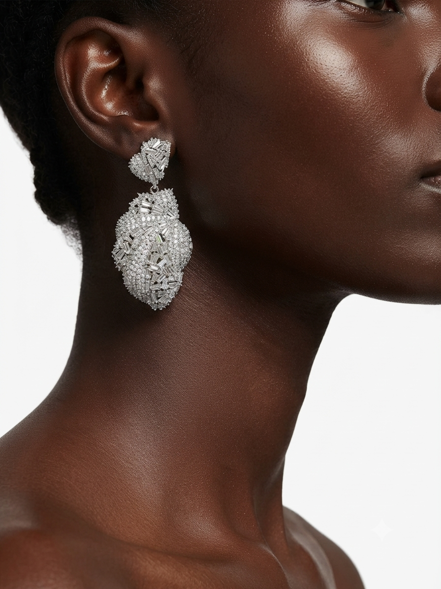 Earrings set with colorful zircon stones