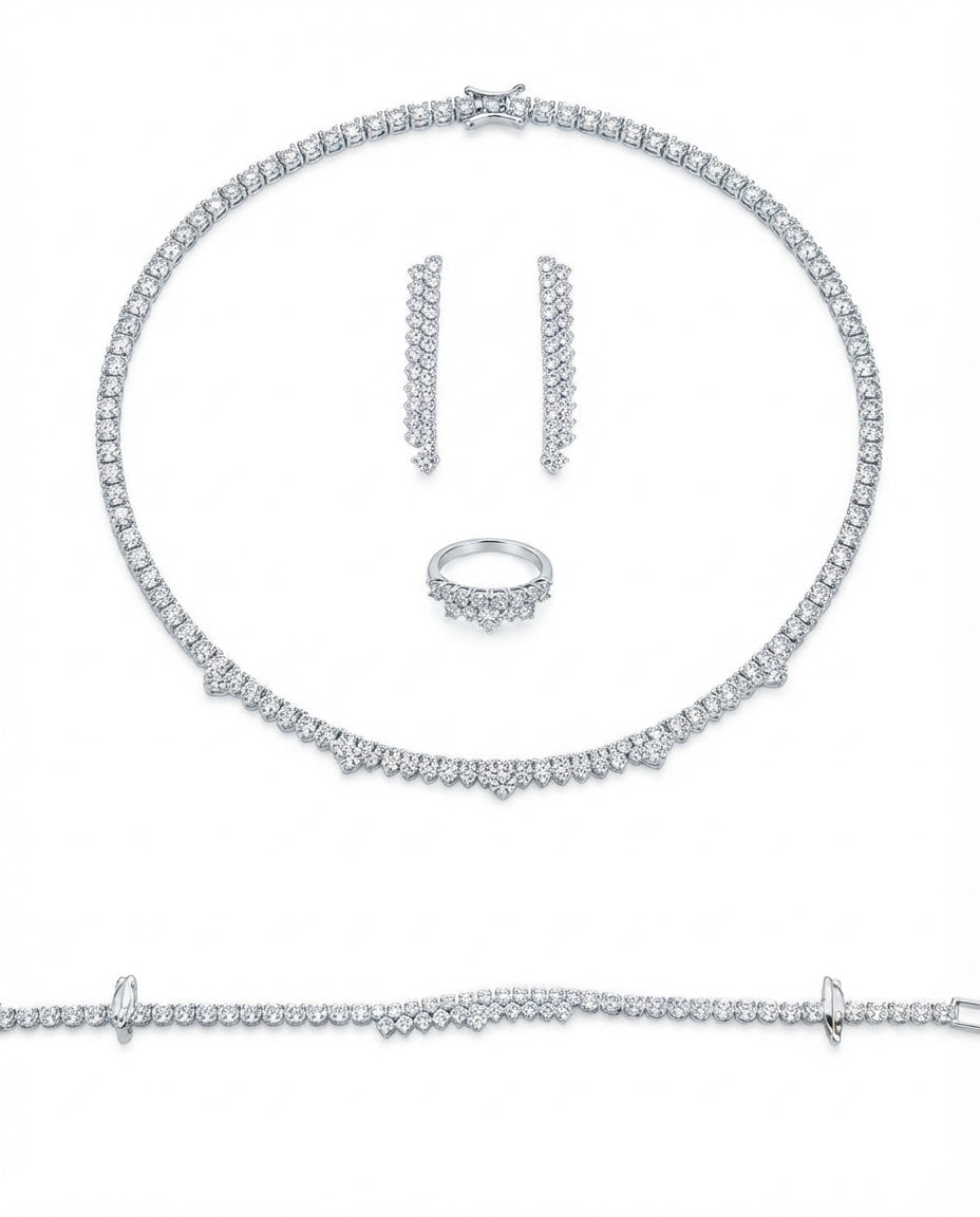 Set studded with zircon stones