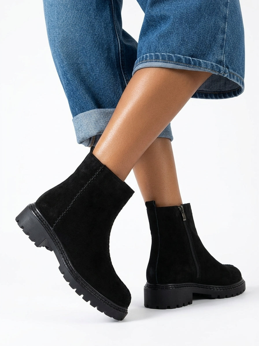 Suede combat boots