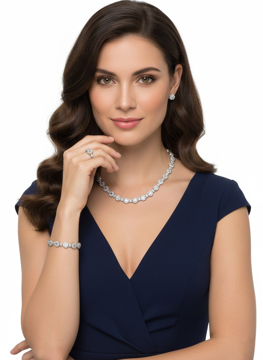 Set with silver zircon stones