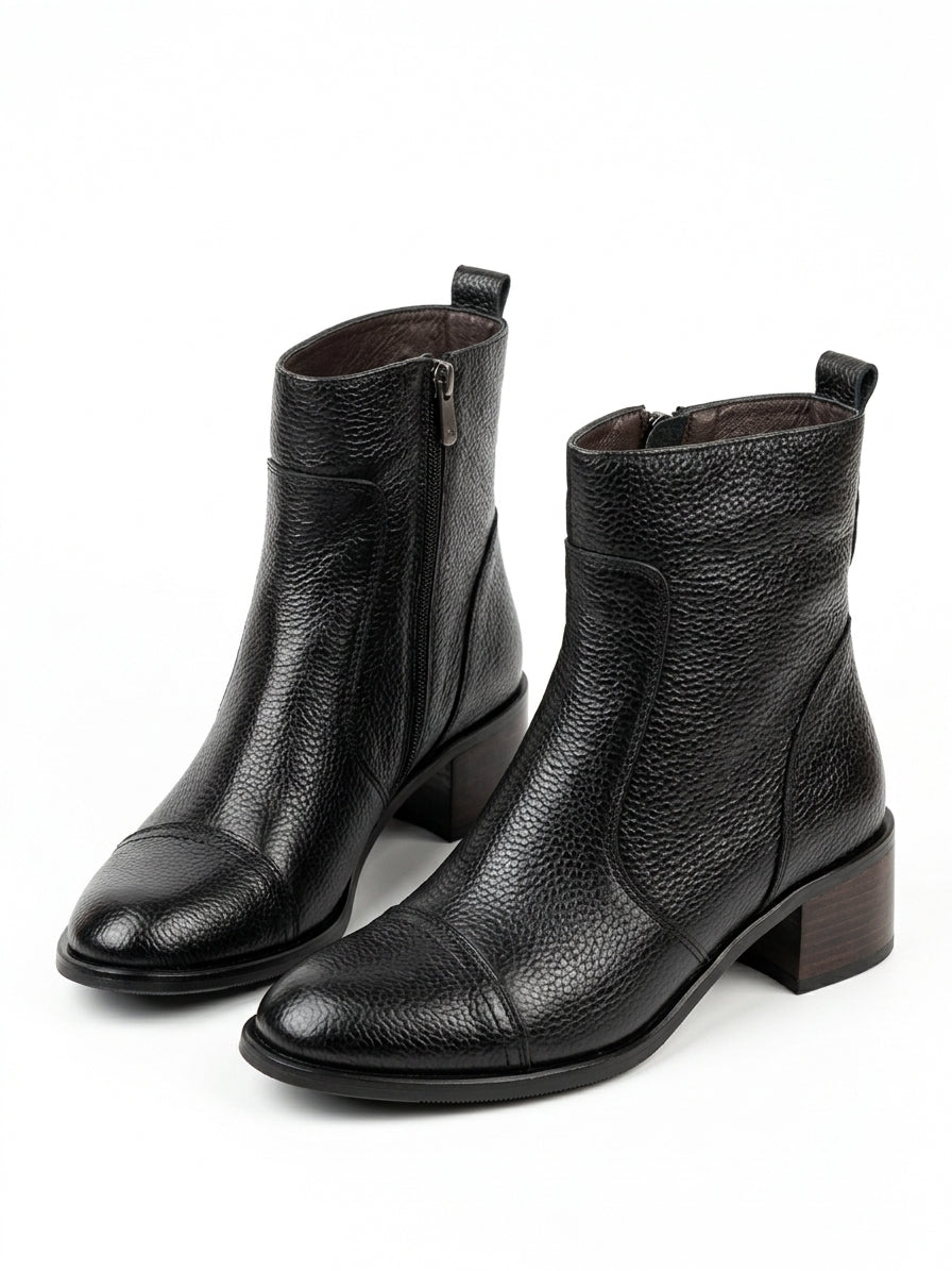 Women's brown leather combat boots