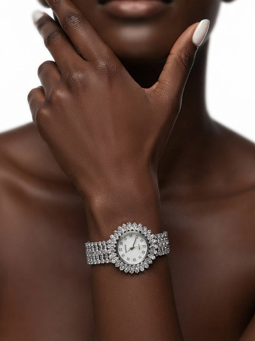 Watch studded with zircon stones