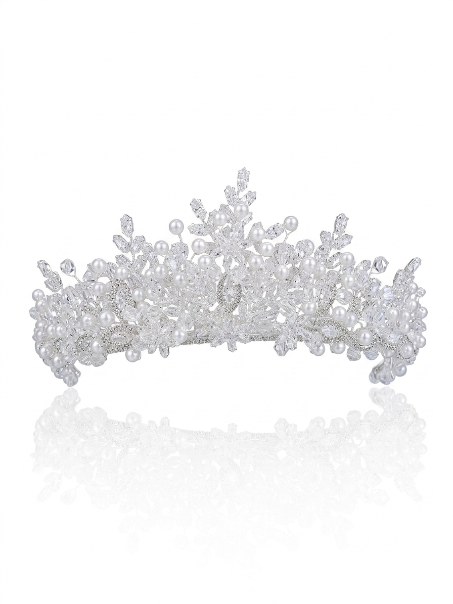 A crown studded with zircon stones and pearls