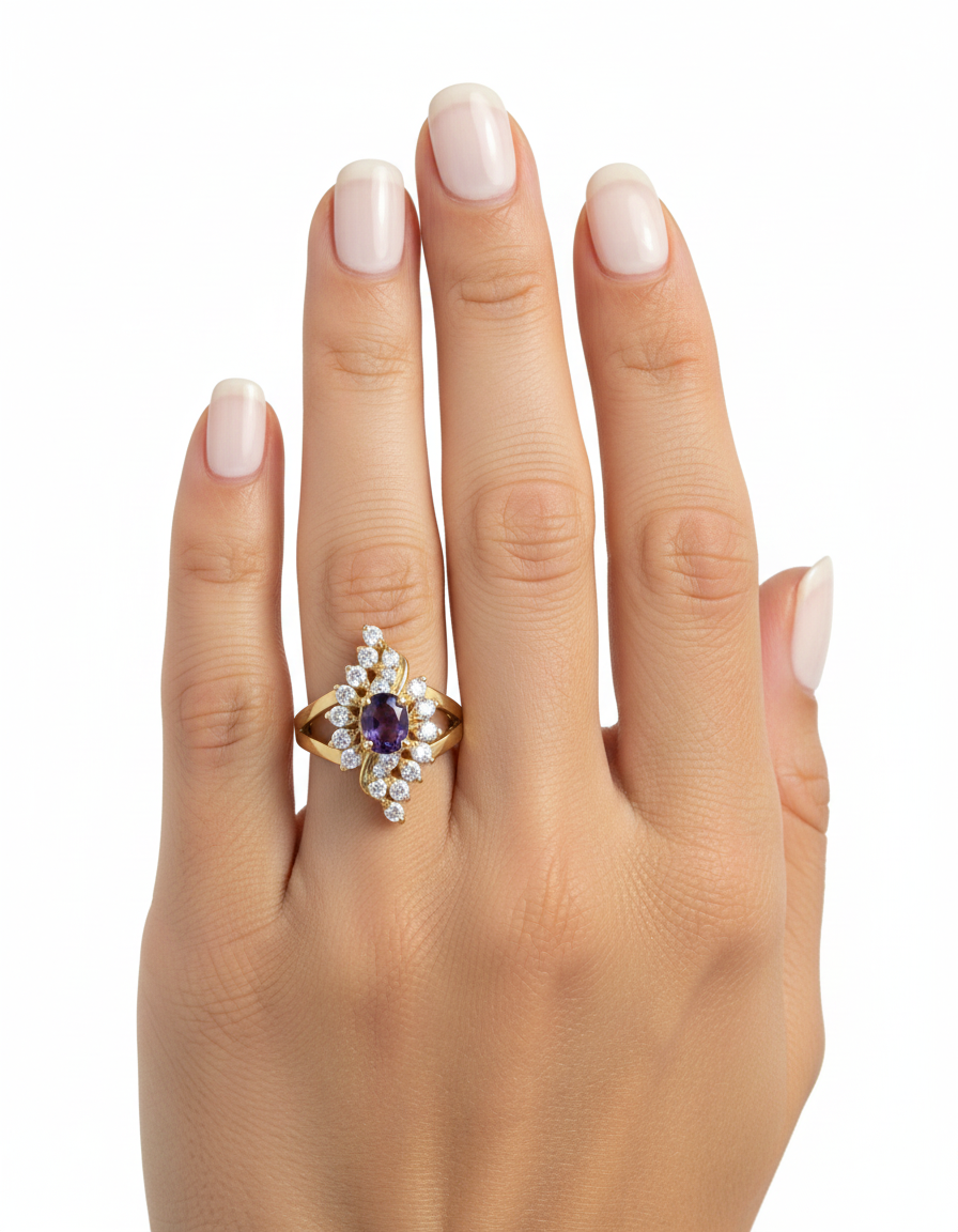 خاتم مرصع بأحجار الزركون