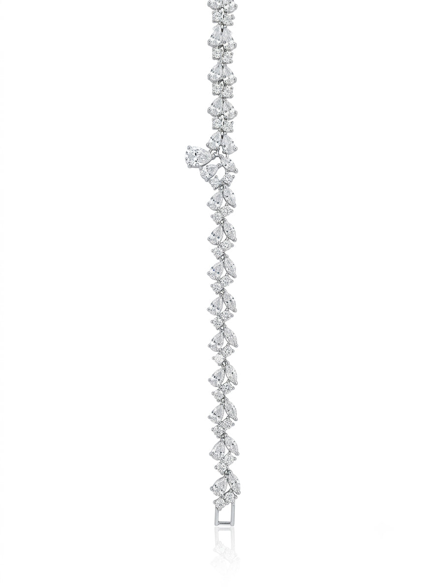 A set studded with zircon stones in silver
