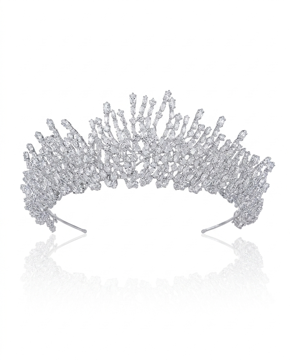 A tiara adorned with zircon stones