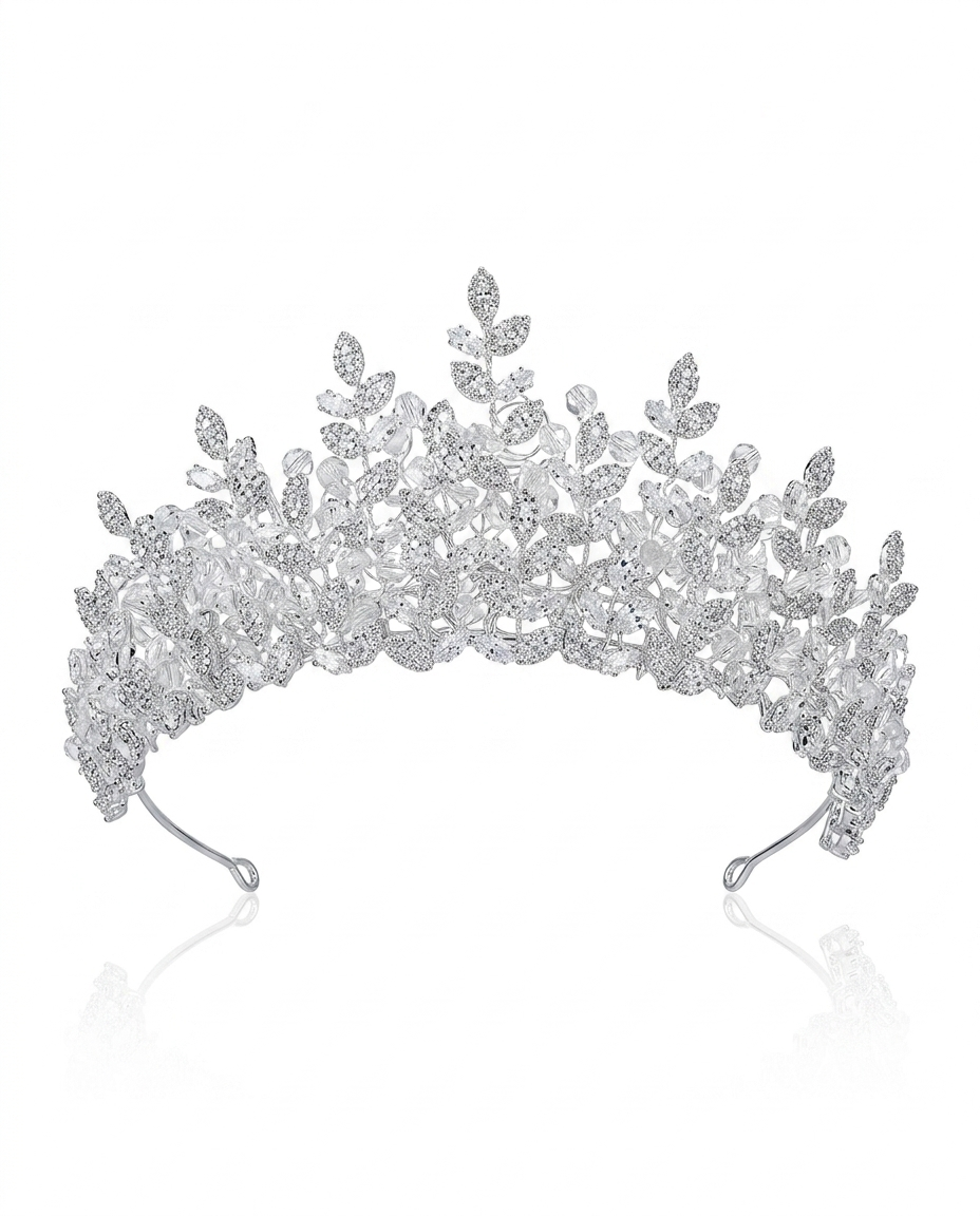 A crown studded with clear crystals and zircon