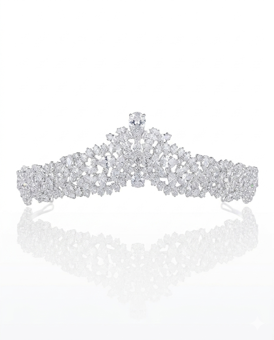 A tiara adorned with zircon stones