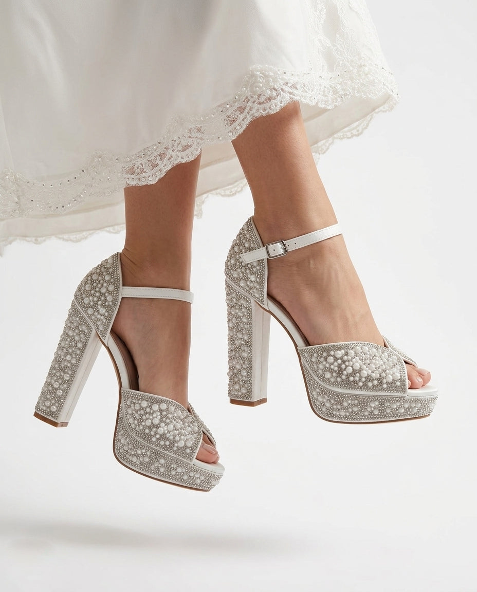 Bridal sandals embellished with sparkling stones