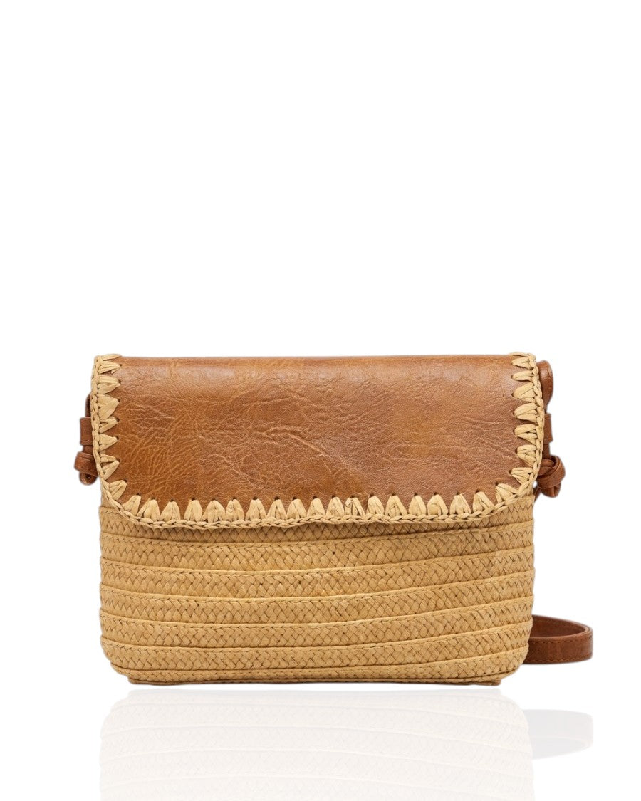 Leather and straw bag