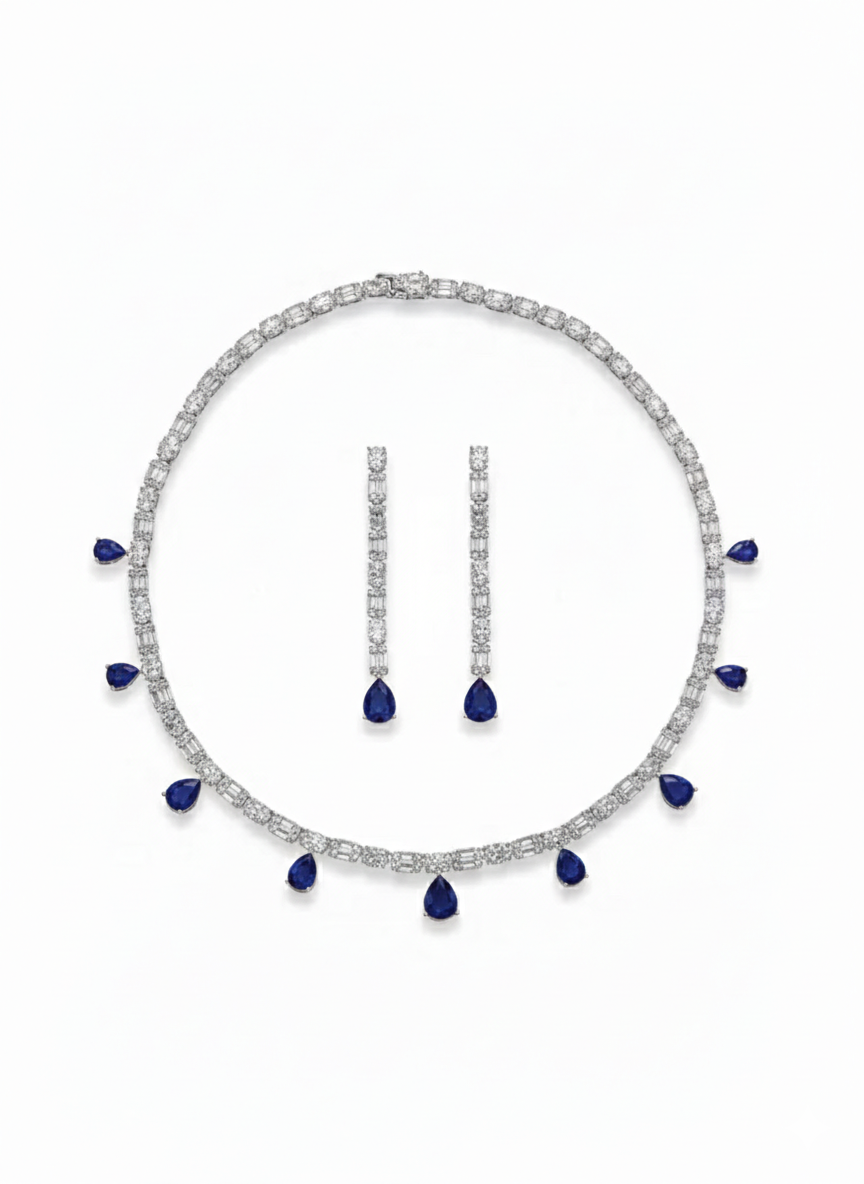 طقم مرصع بأحجار الزركون والكريستال