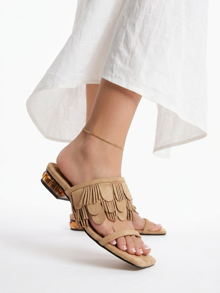 Suede Tassel Slippers