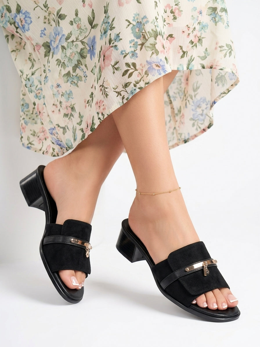 Suede and leather slippers