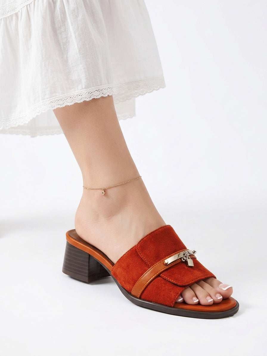 Suede and leather slippers