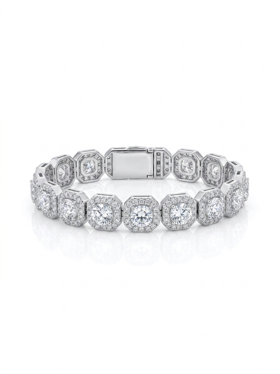 Tennis bracelet studded with zircon stones and crystals
