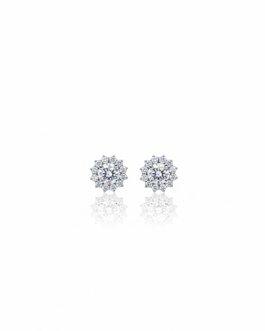 Earrings with zircon stones and pearls