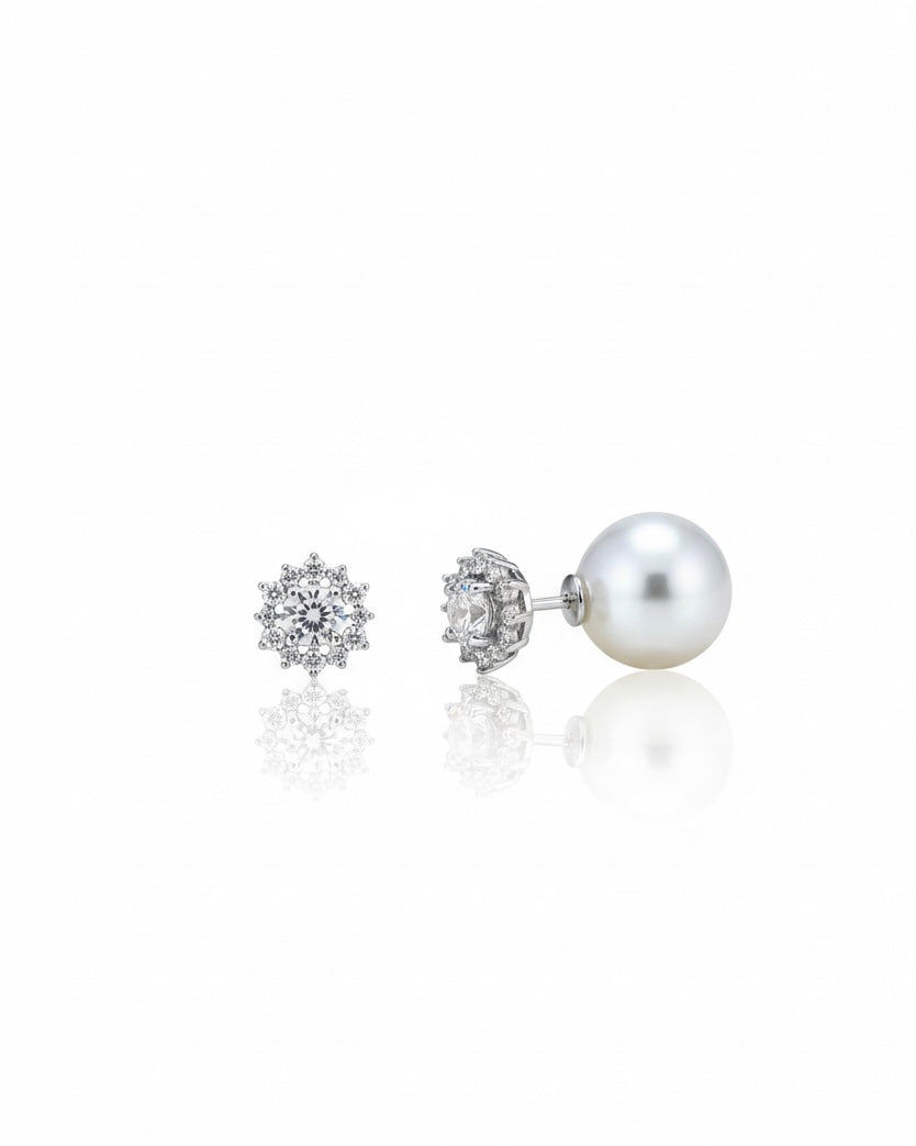 Earrings with zircon stones and pearls
