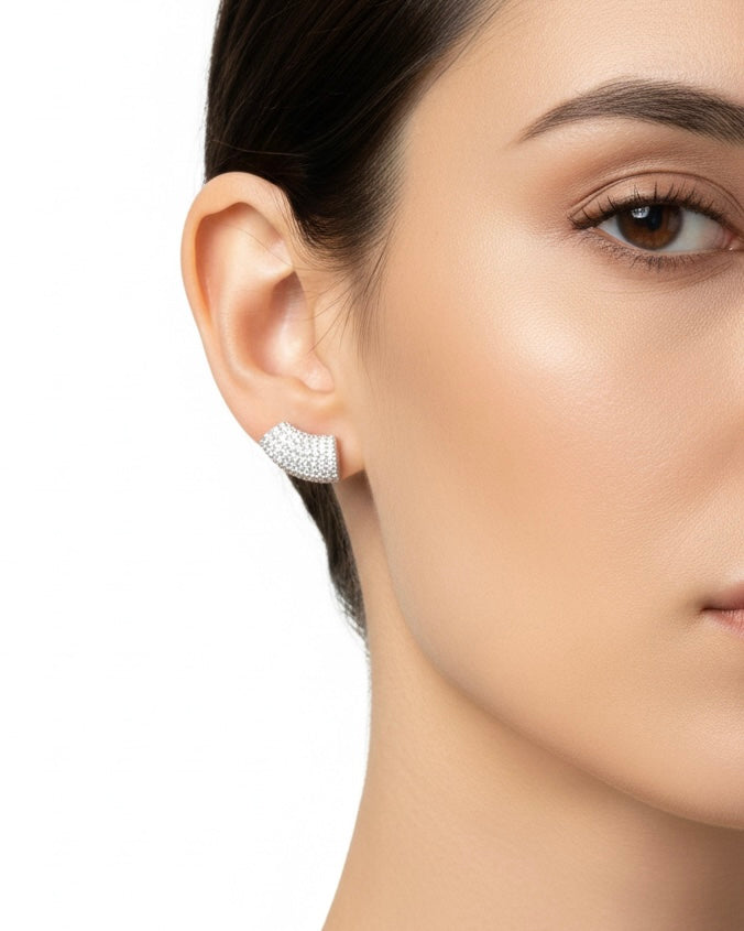 Earrings with zircon stones