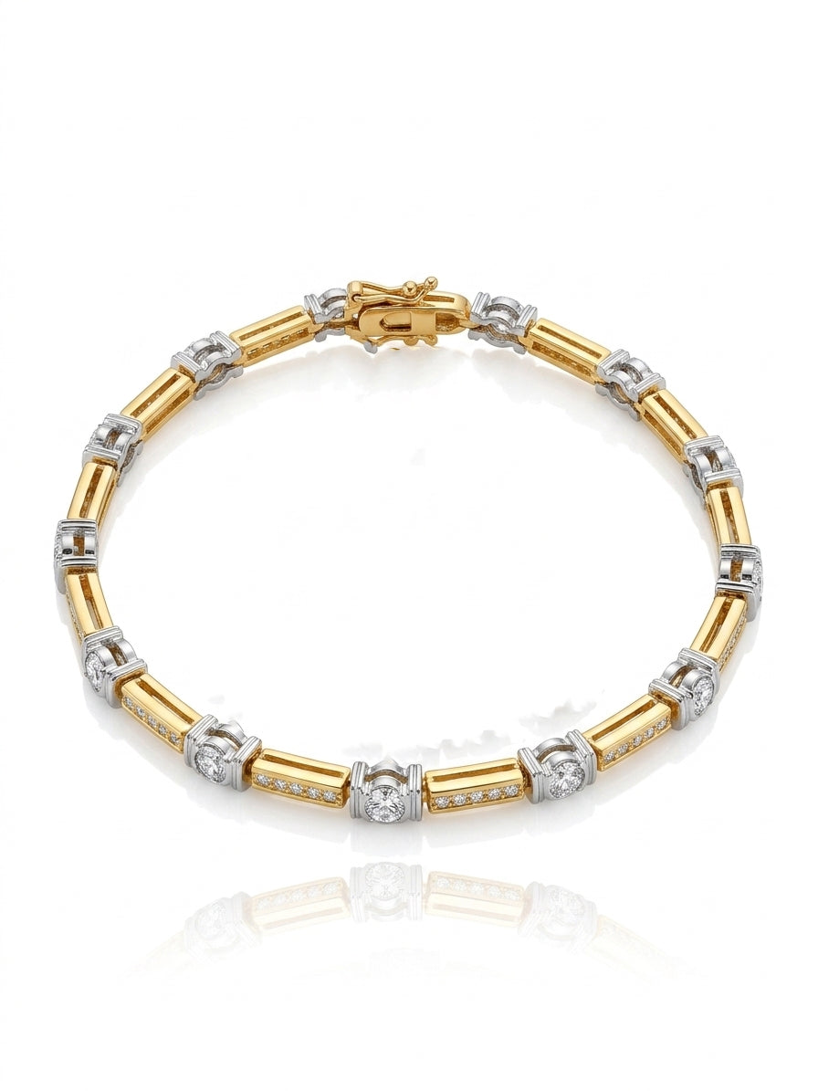 Tennis bracelet, silver and gold