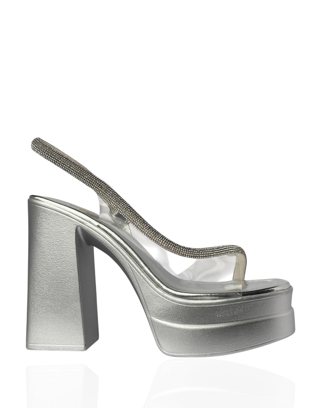 Transparent sandal with sparkling stones