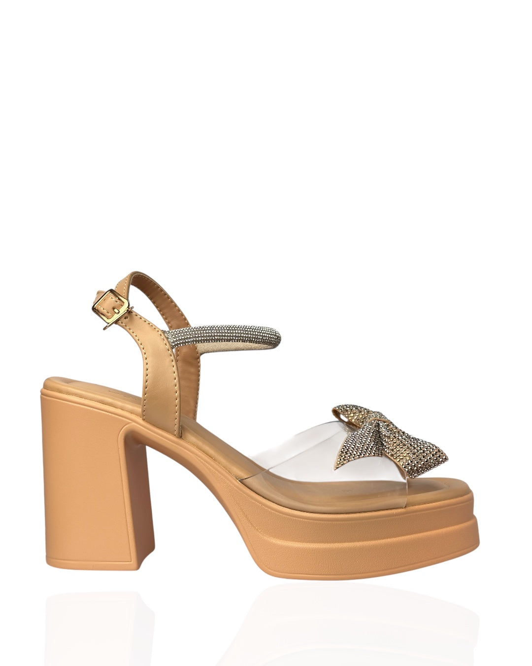 Transparent sandal studded with stones