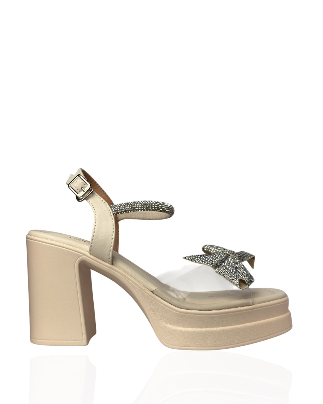 Transparent sandal studded with stones