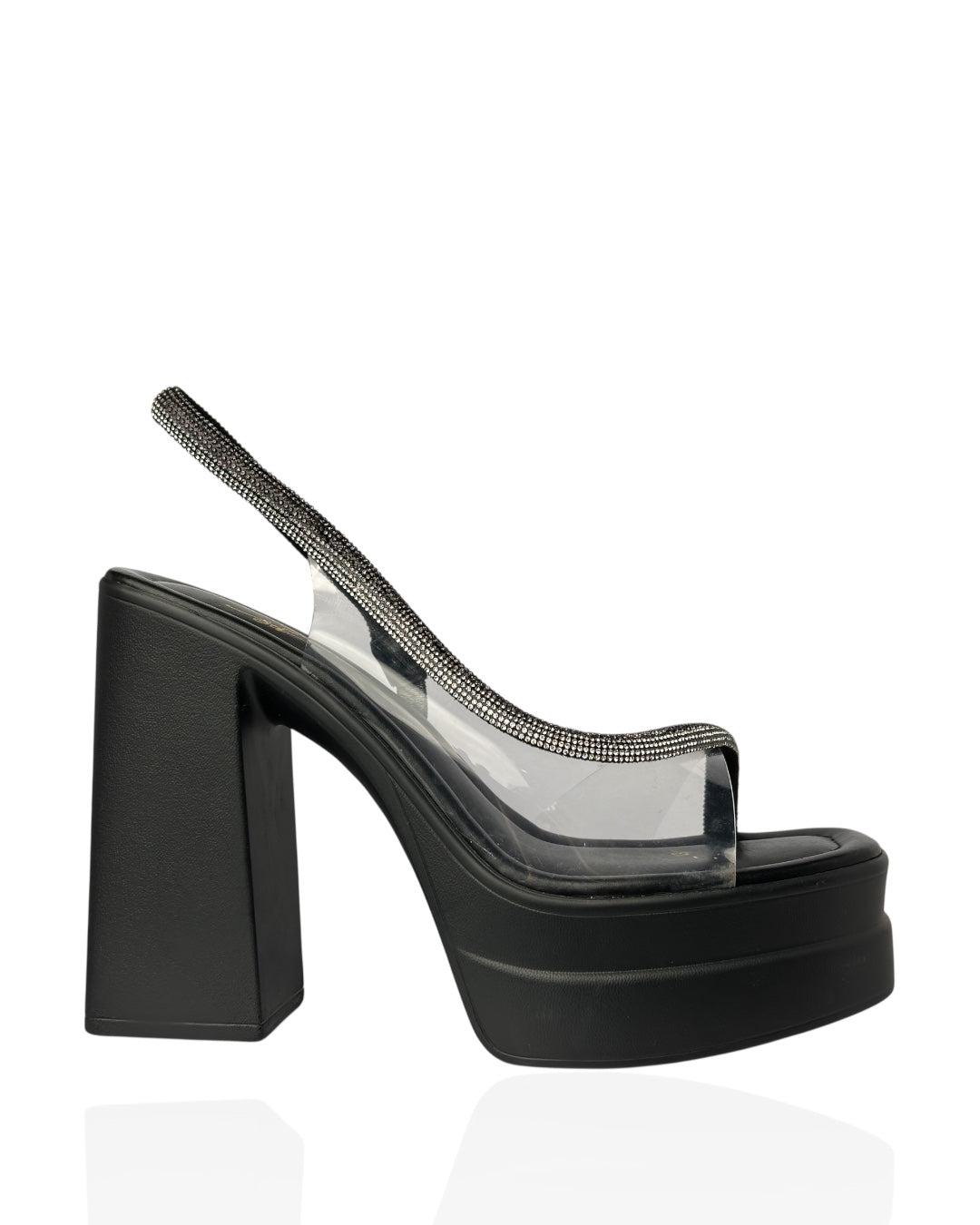 Transparent sandal with sparkling stones