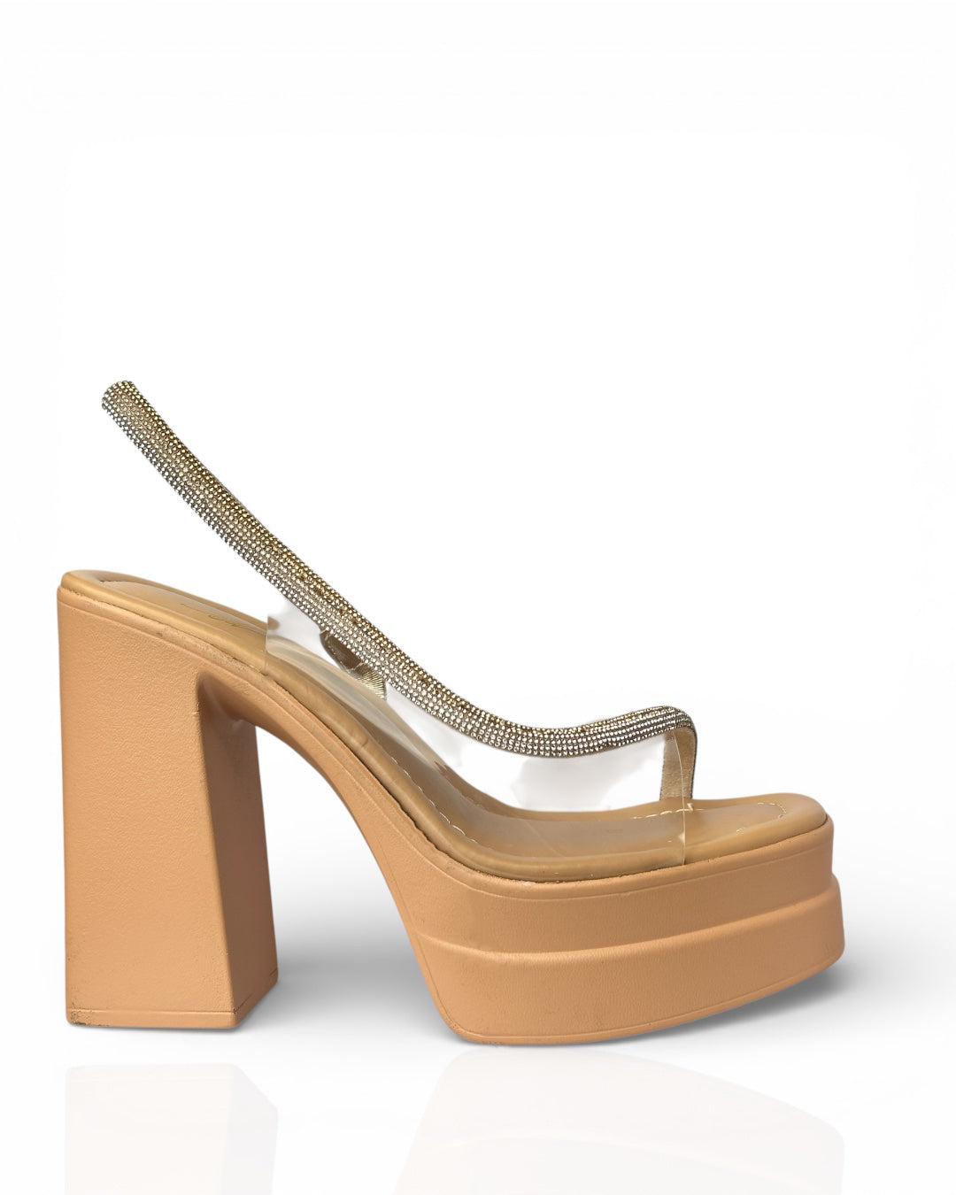 Transparent sandal with sparkling stones