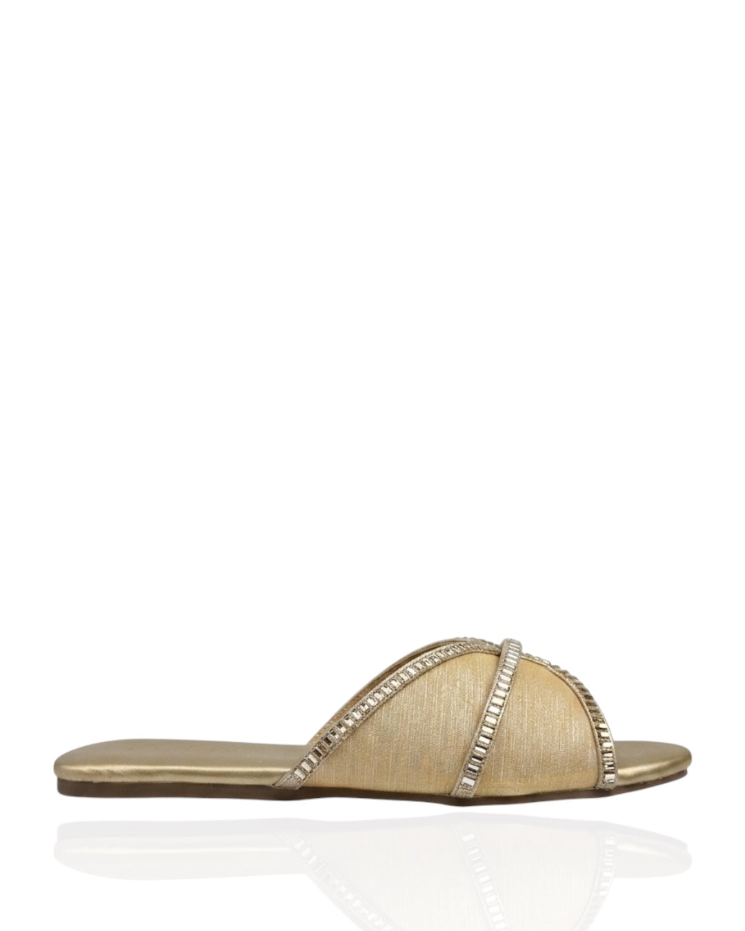 Lace slippers with crystal stones