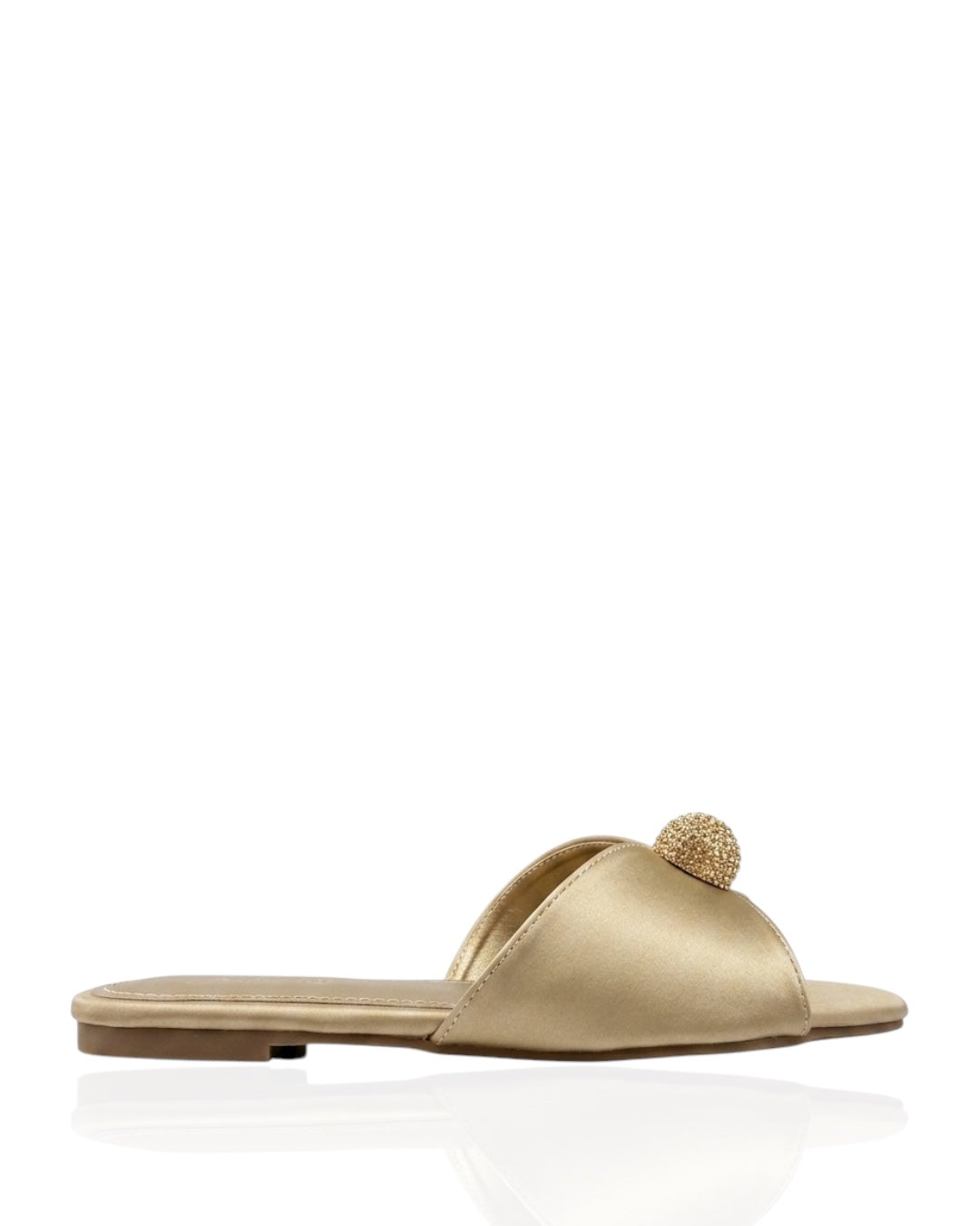 Leather slippers with crystal ball