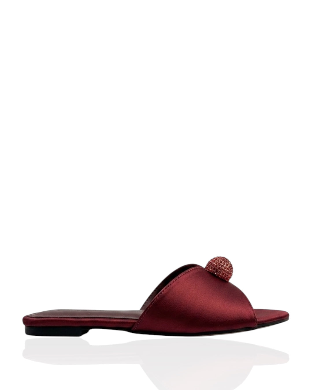Leather slippers with crystal ball