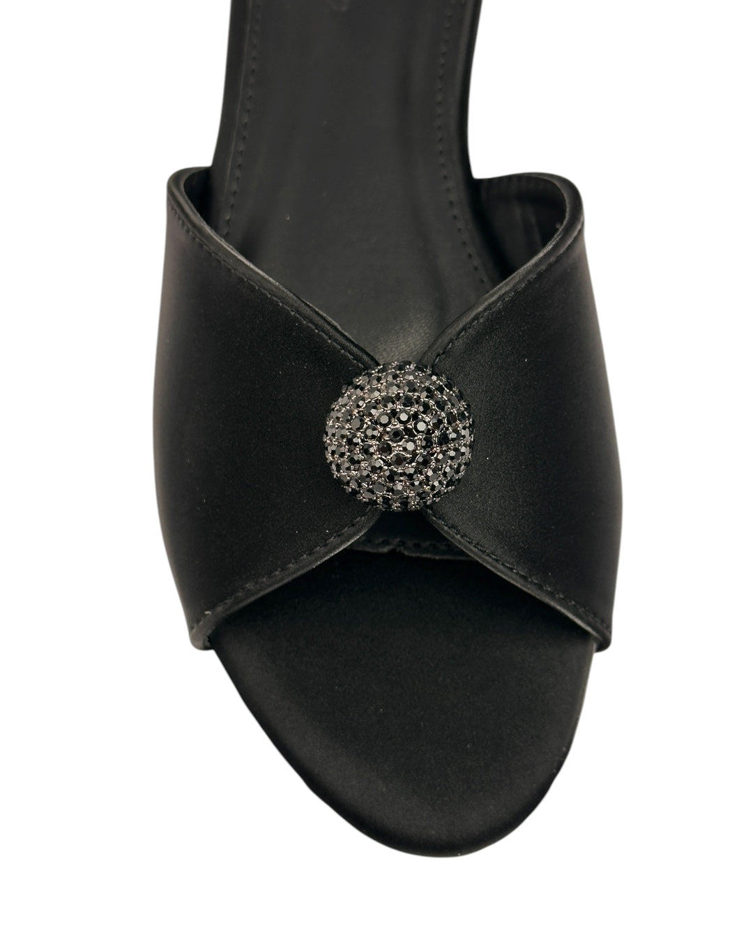 Leather slippers with crystal ball